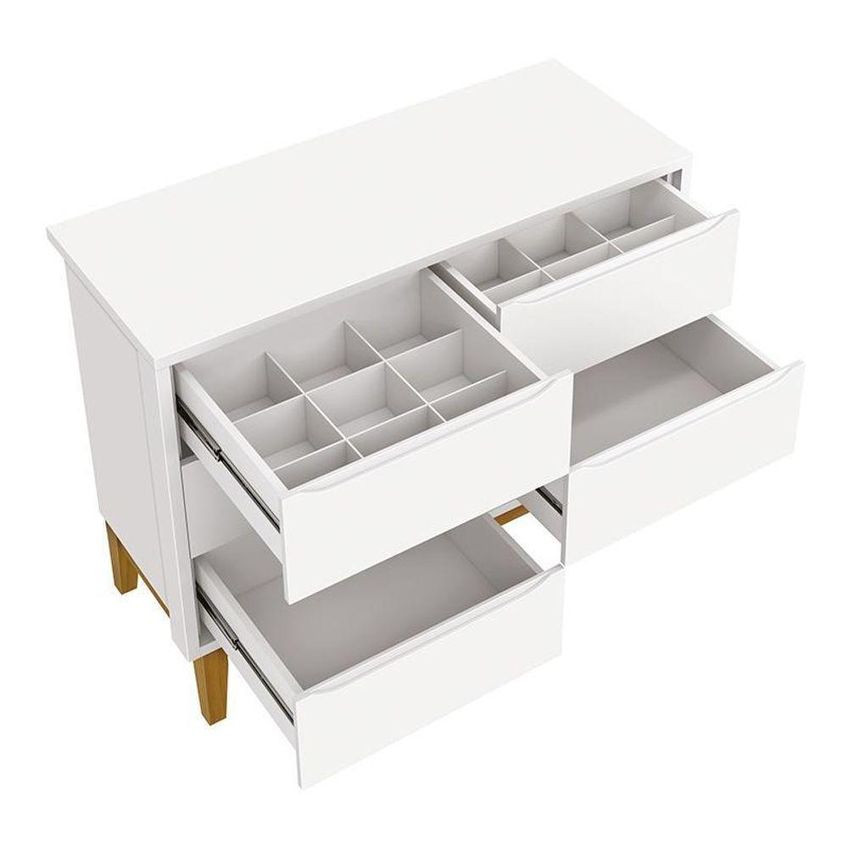 Cômoda Infantil Classic 6 Gavetas MDF Puxador Embutido Branco Fosco Reller Móveis - imagem 4