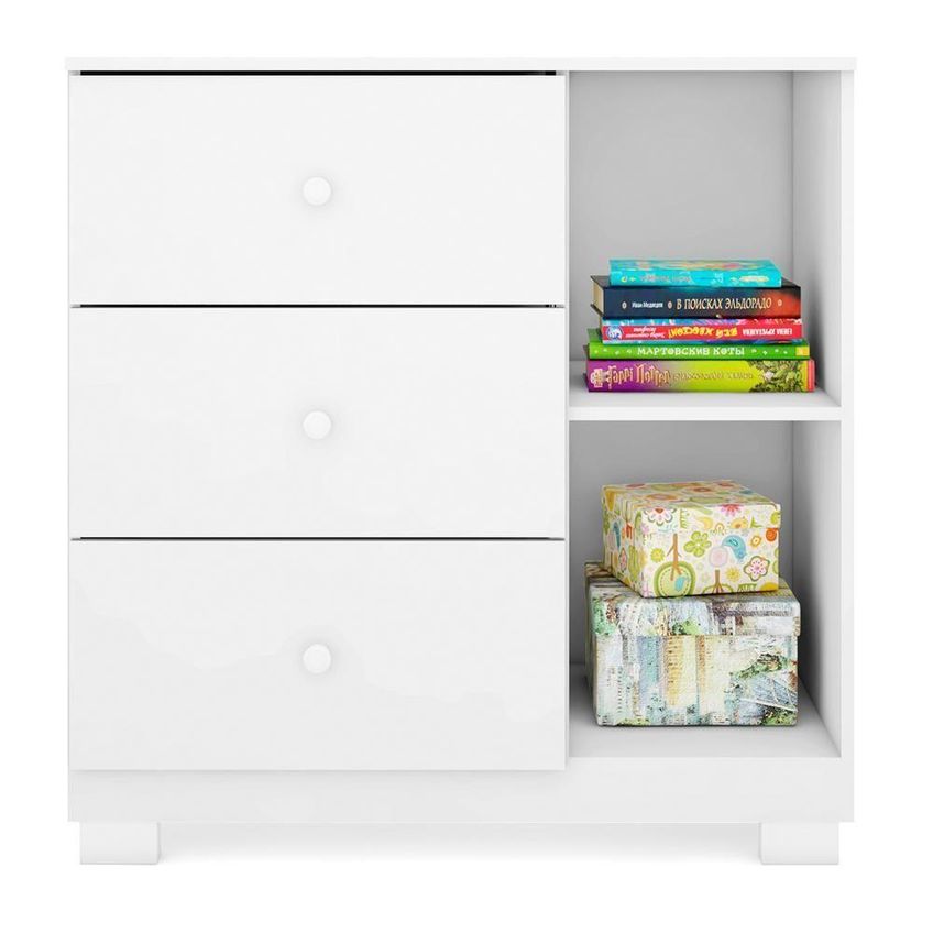 Jogo De Quarto Infantil Ane Com Guarda Roupa E Cômoda 3 Gavetas MDF Branco Phoenix Baby - imagem 5