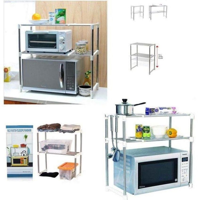 Prateleira Multifuncional Ajustável Estante Cozinha Quarto Banheiro Rack Telescópico Em ABS E Aço - imagem 3