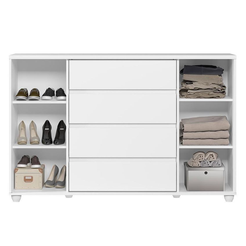 Cômoda Evidenza 4 Gavetas MDF-MDP Puxador MDF Branco Fosco - imagem 4
