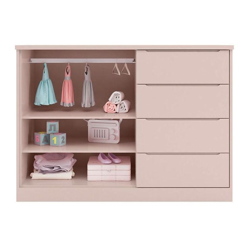 Cômoda Infantil Pérola 4 Gavetas 2 Portas MDF Rosê Phoenix Baby - imagem 3
