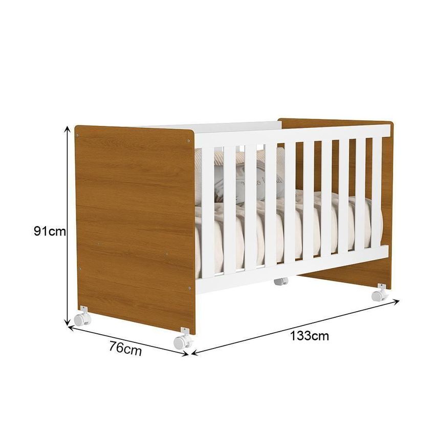 Kit Gêmeos Berço Americano Tico Com Colchões Supreme Branco-Savana - imagem 4