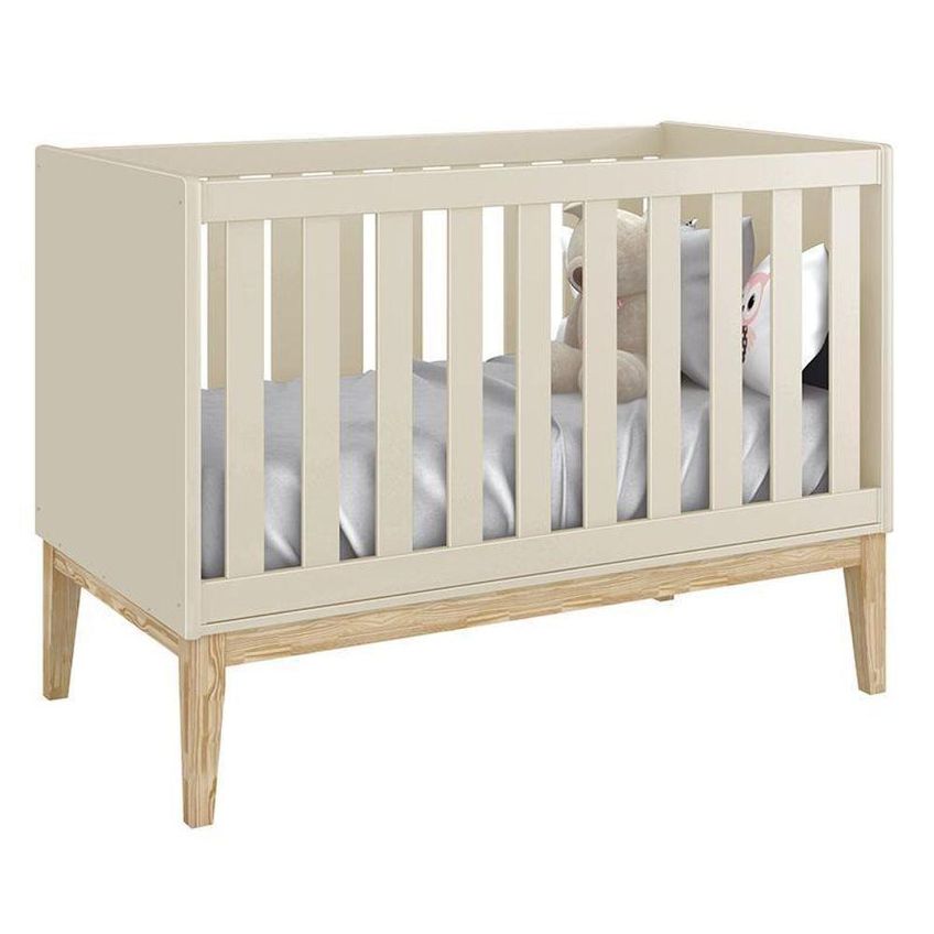 Berço Mini Cama Classic Transforma-se Em Mini Cama Bege Reller Móveis 135cm - imagem 2