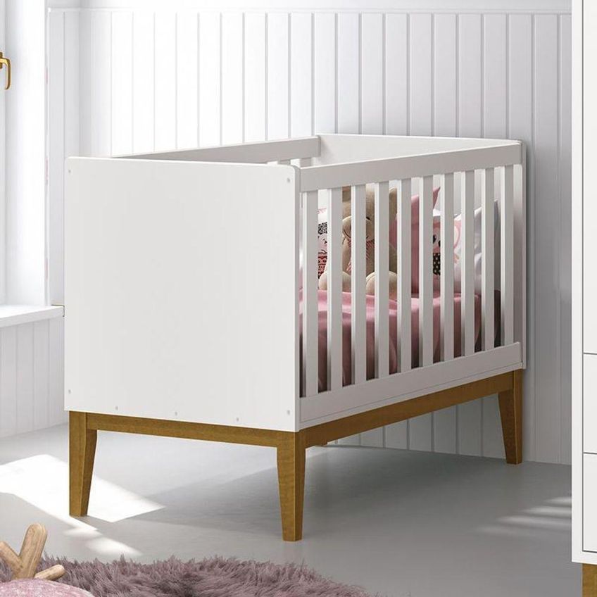 Berço Mini Cama Classic Transforma-se Em Mini Cama Branco Fosco Reller Móveis - imagem 4