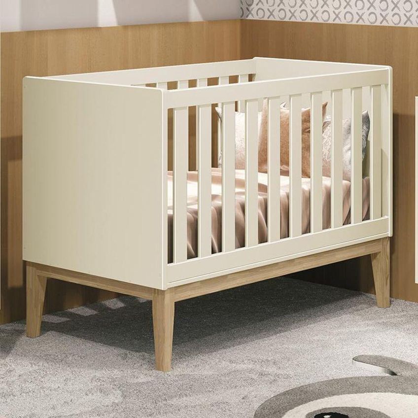 Berço Mini Cama Classic Transforma-se Em Mini Cama Bege Reller Móveis 135cm - imagem 3
