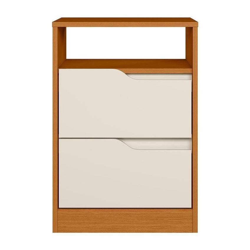Mesa De Cabeceira Retangular Sole Moderno 2 Gavetas Mdp 45cm Off White E Cinamomo - imagem 3