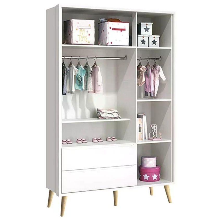 Conjunto De Quarto Theo Com Guarda Roupa E Cômoda E Berço E Colchão D18 Branco Reller Móveis - imagem 2