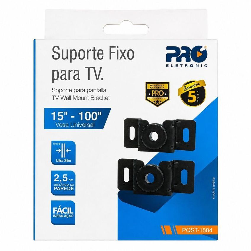 Suporte Para TV Proeletronic Fixo Na Parede 15 A 100 Polegadas Bivolt Preto - imagem 3