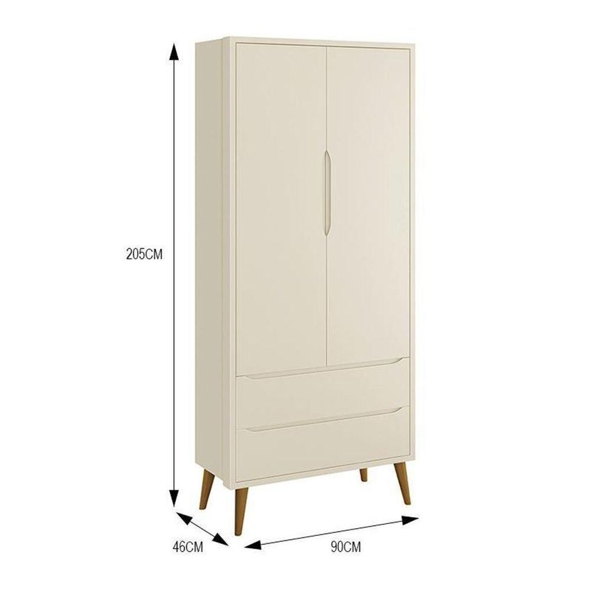 Guarda Roupa Infantil Theo 2 Portas De Bater 2 Gavetas MDF Fosco Com Pés Amadeirado 90cm - imagem 2