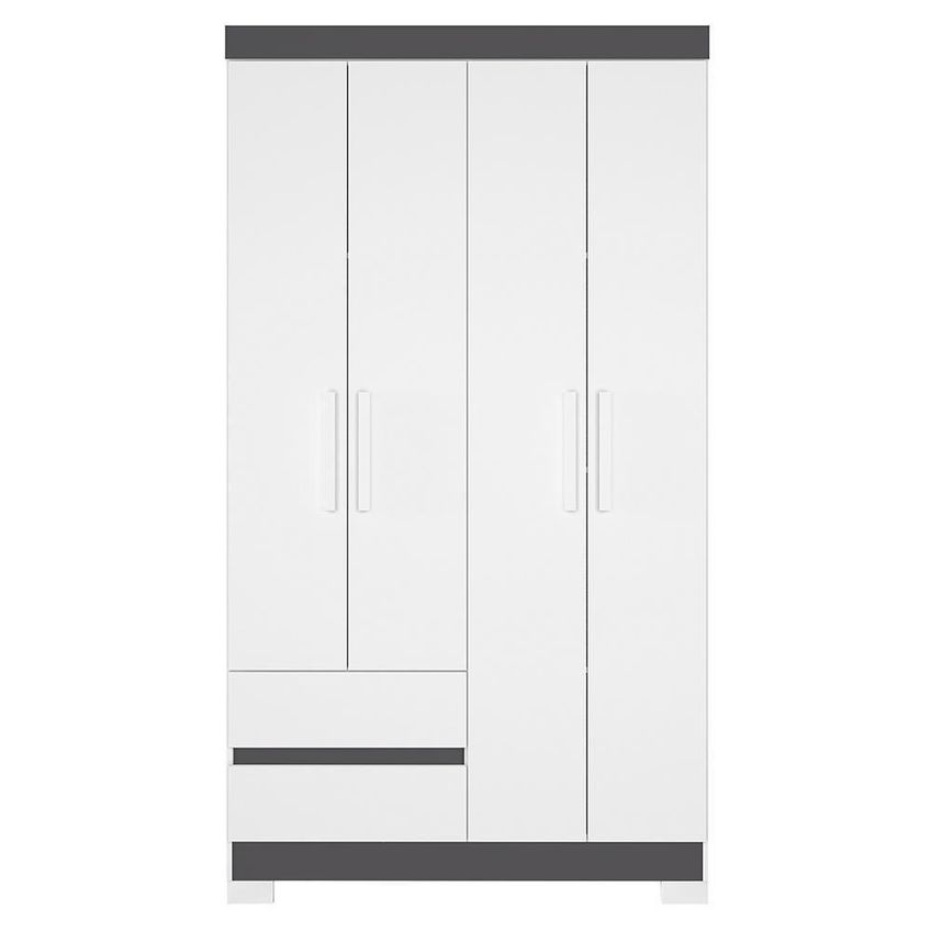 Guarda Roupa Solteiro Olímpia 4 Portas 2 Gavetas Mdp 103cm Branco-titanium - imagem 3