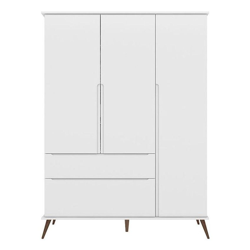 Jogo De Quarto Infantil Melinda Guarda Roupa 3 Portas Cômoda 1 Porta Mesinha 1 Gaveta Mdf Branco - imagem 5