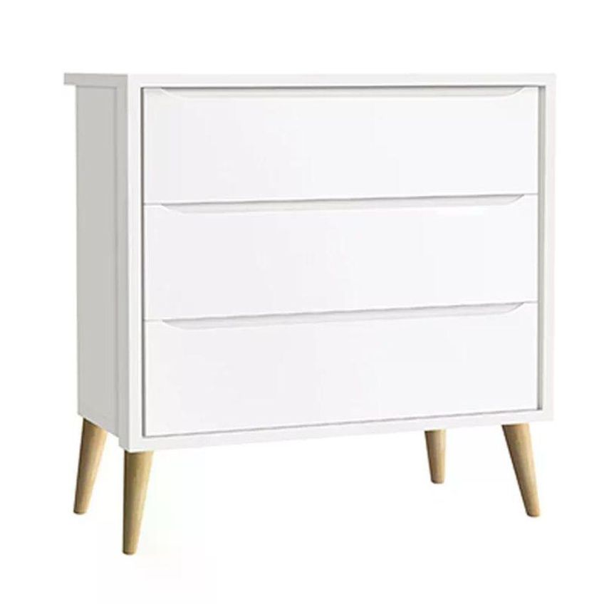 Conjunto De Quarto Guarda Roupa Theo 3 Portas Bater 2 Gavetas Mdf Cômoda 3 Gavetas Branco Fosco - imagem 4