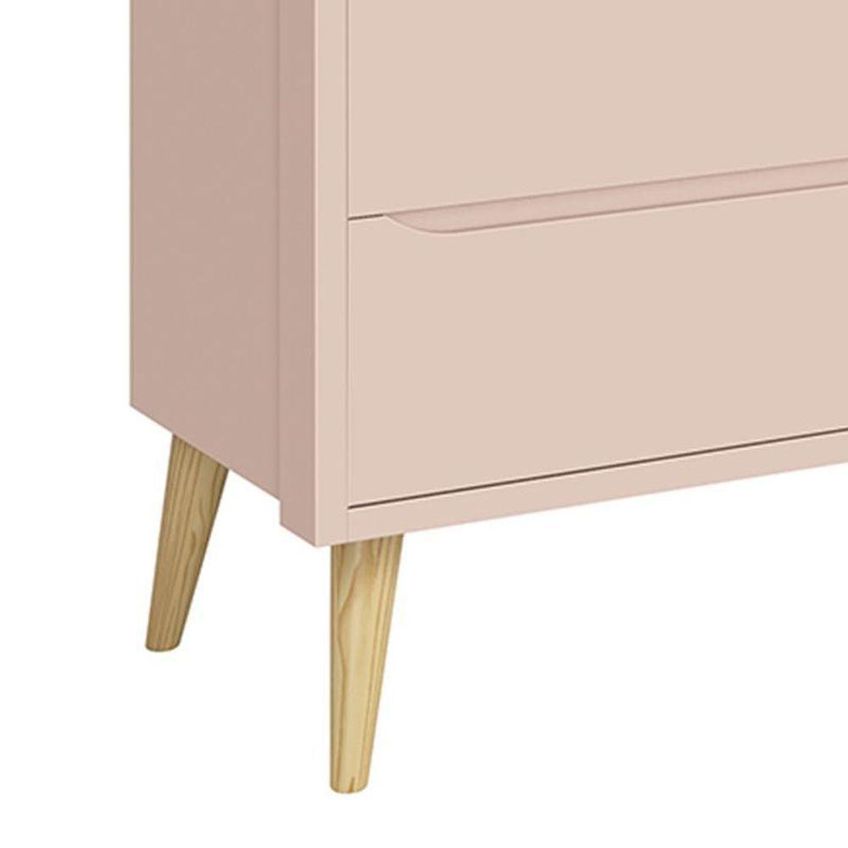 Cômoda Infantil Theo 6 Gavetas MDF Puxador Embutido Rosa Fosco Com Pés De Madeira Reller Móveis - imagem 3