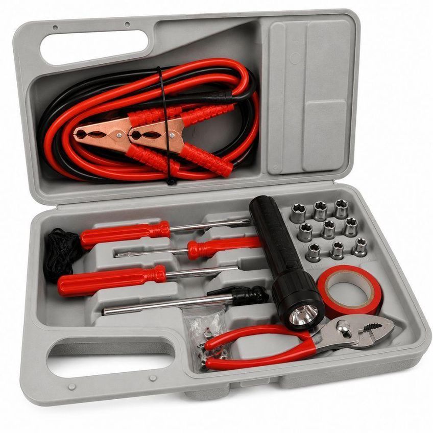Kit De Emergência Para Carro 32 Peças Maleta Com Cabos Chupeta 300a Lanterna Led E Ferramentas - imagem 5