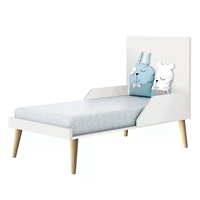 Conjunto De Quarto Theo Com Guarda Roupa Cômoda Berço E Mesa De Canto Branco Reller Móveis - imagem 5