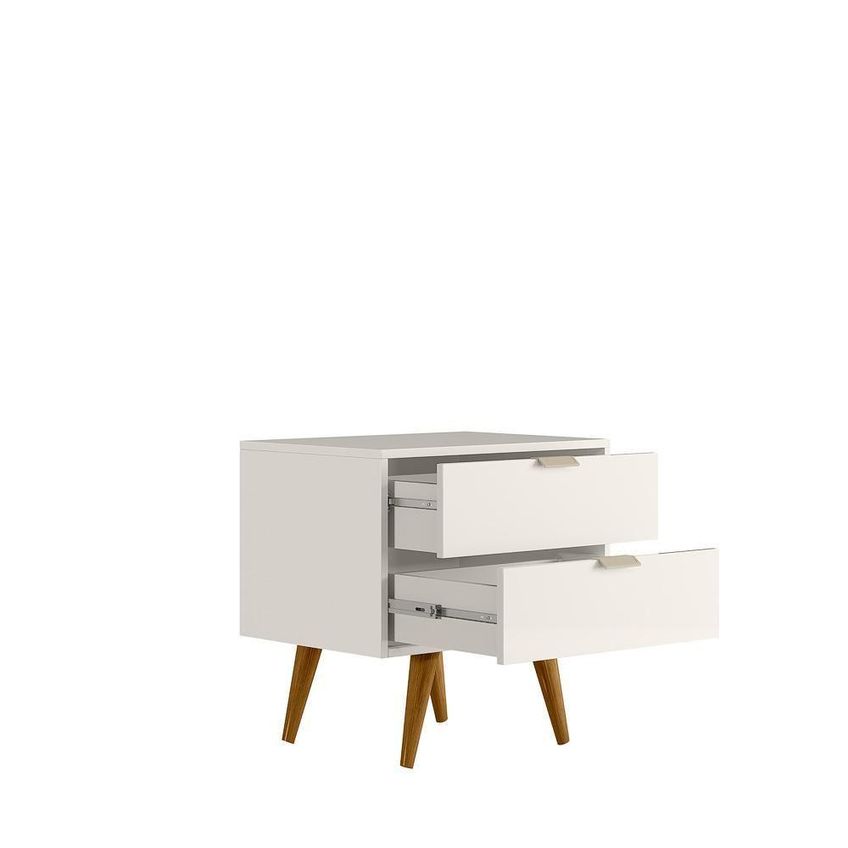 Mesa De Cabeceira Demadero 2 Gavetas MDP Moderno Off White Cristal 53cm - imagem 3