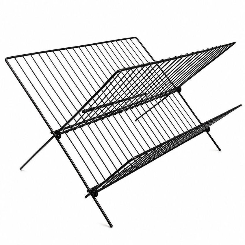Suporte Escorredor De Pratos Dobrável Organizador De Louças Metal Para Cozinha Preto - imagem 4