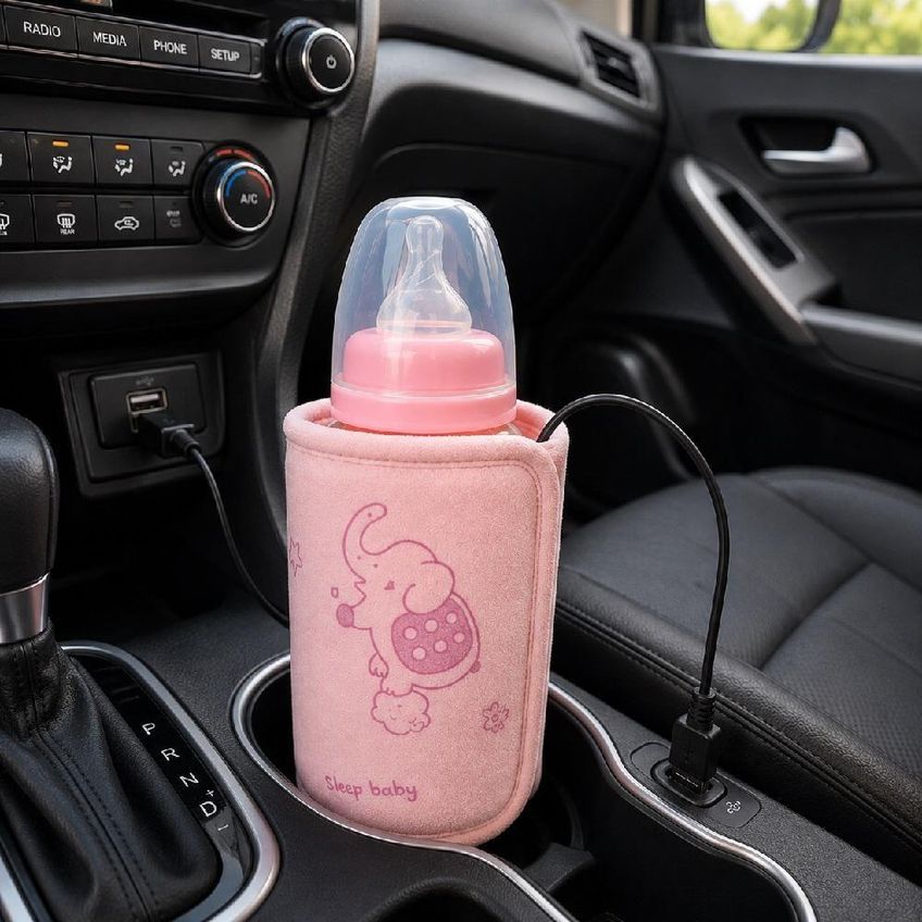 Aquecedor De Mamadeira USB Portátil Com Alimentação USB Rosa - imagem 2