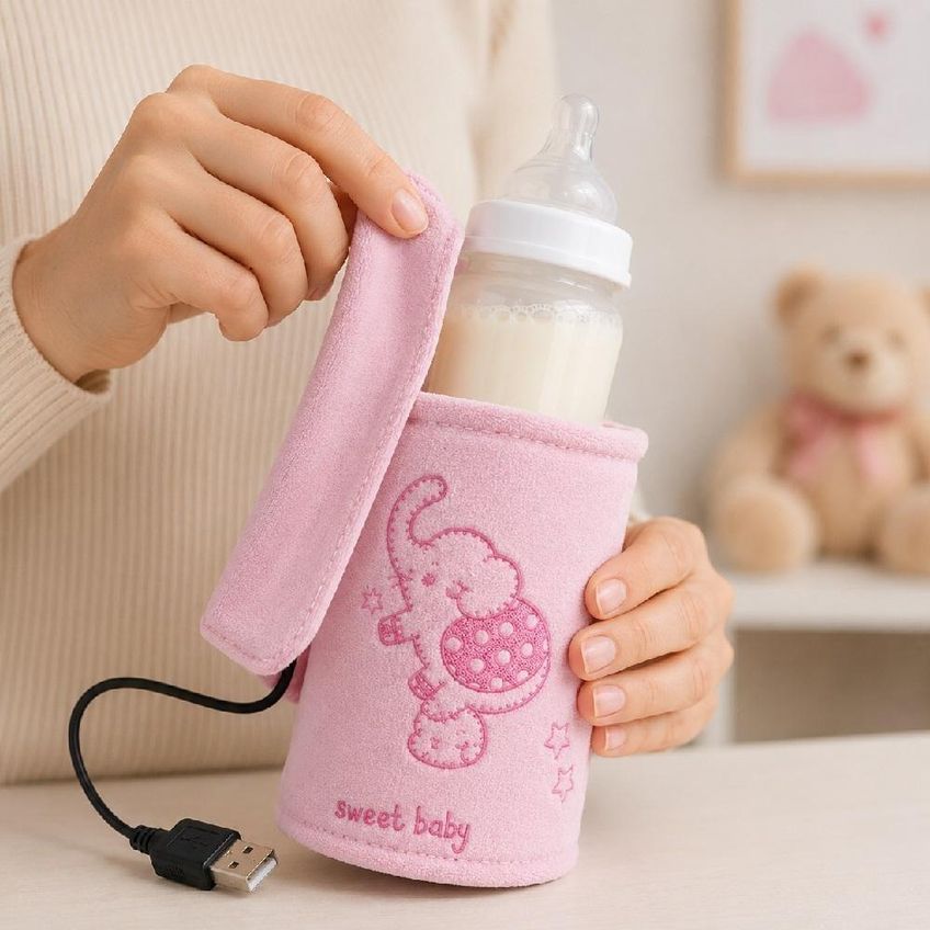 Aquecedor De Mamadeira USB Portátil Com Alimentação USB Rosa - imagem 3