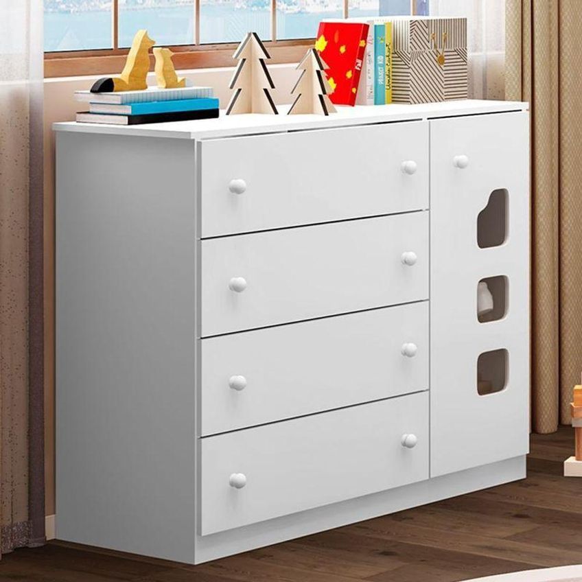 Cômoda Infantil Lívia 1 Porta E 4 Gavetas Branco Phoenix Baby - imagem 2