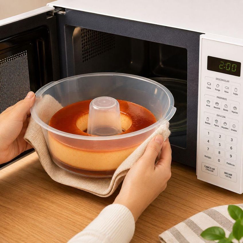 Forma Para Pudim E Bolo Micro-ondas 1,8l Polipropileno Livre De Bpa Sobremesas Lava Louças - imagem 3
