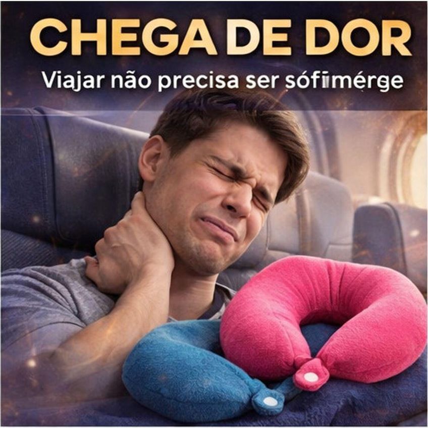 Almofada De Pescoço Para Viagem Ergonômica Em U Off White Com Espuma Macia - imagem 5