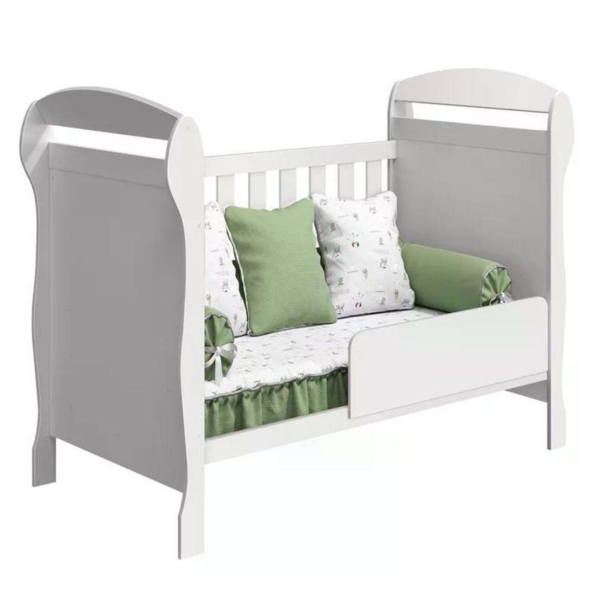 Berço Mini Cama Danny Transforma-se Em Sofazinho Padrão Americano Branco Brilho - imagem 3