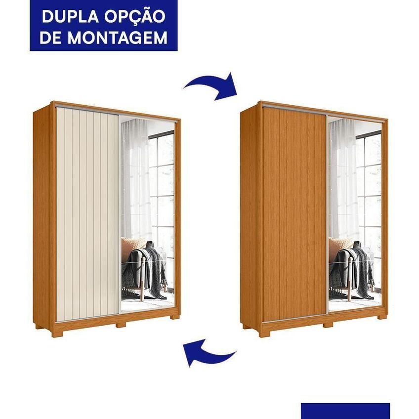 Guarda Roupa Casal Frizatto 2 Portas De Correr 3 Gavetas Mdp Cinamomo-Off White Albatroz Móveis - imagem 2
