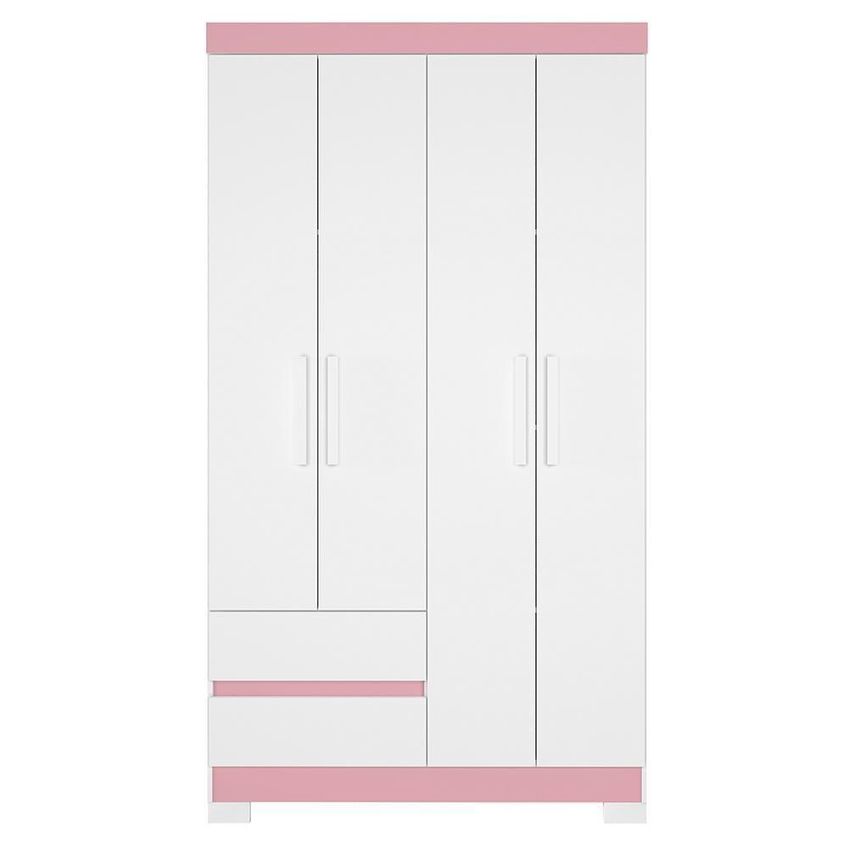 Guarda Roupa Solteiro Olímpia 4 Portas 2 Gavetas MDP Branco-rosa Albatroz Móveis - imagem 5
