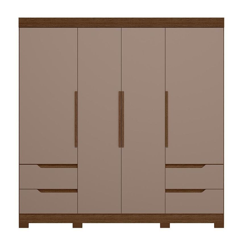 Guarda Roupa Casal Vivacce 4 Portas De Bater 4 Gavetas Mdp Nogueira-capuccino Albatroz Móveis - imagem 5