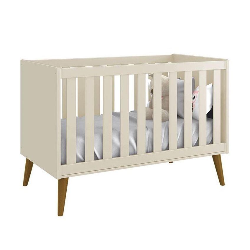 Berço Americano Mini Cama Theo Retrô MDF Areia Fosco Reller Móveis - imagem 4