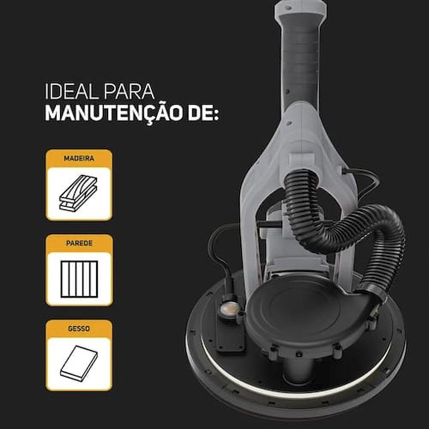 Lixadeira Telescópica De Parede Wap Wf Lt01 1000w Led 5 Velocidades Aspiração De Pó - imagem 3