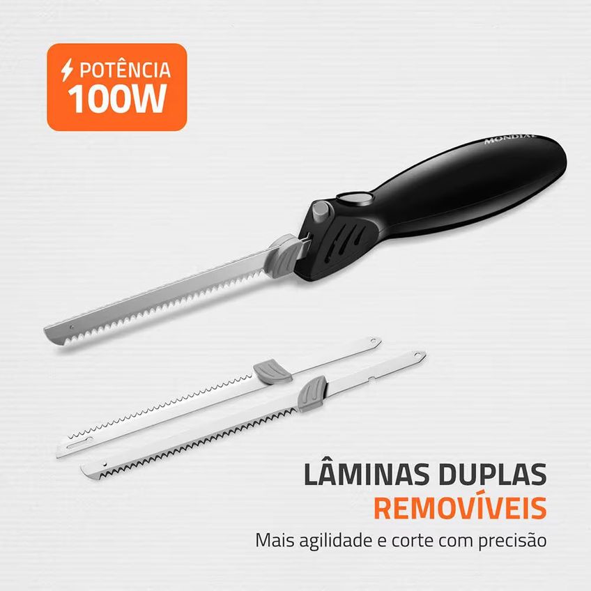 Faca Elétrica FA-01 100W Lâminas Duplas Trava Segurança Mondial - imagem 2