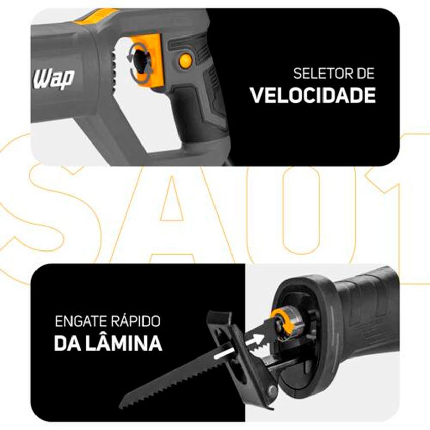 Serra Sabre Wf-sa01 1200w Com Punho Giratório Velocidade Variável E Troca Rápida Wap - imagem 4