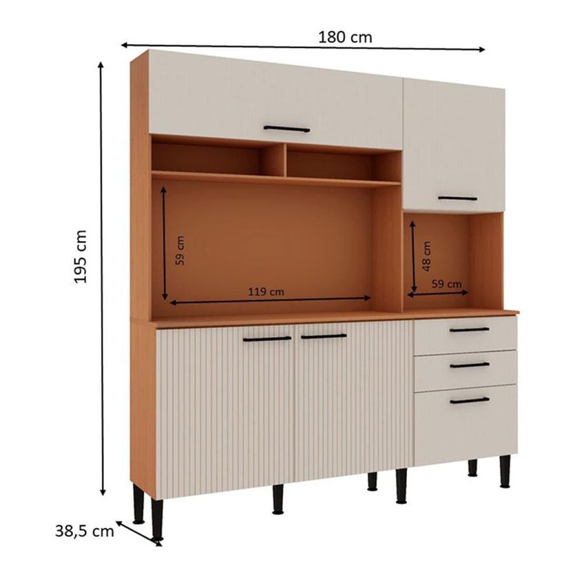 Cozinha Compacta Genialflex Lisboa 05 Portas Para Forno E Micro-ondas - imagem 4