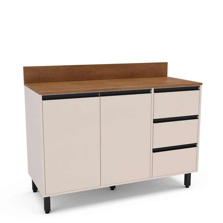 Balcão Politorno Koya 120cm 2 Portas 3 Gavetas 1 Prateleira - imagem 2