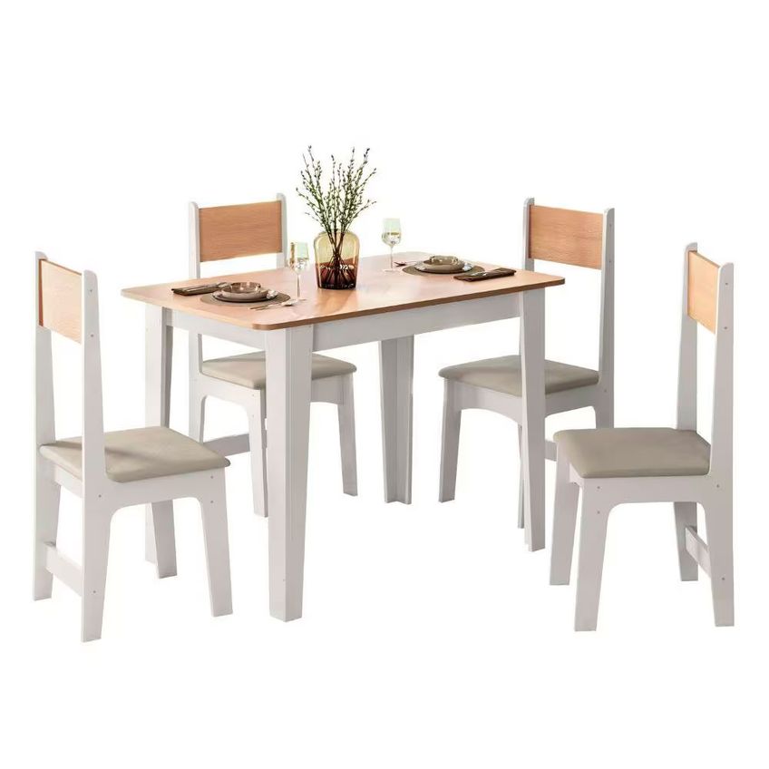 Conjunto Mesa Delta 110cm Tampo Mel Arredondado 04 Cadeiras Assento Revestido Sonetto - imagem 3