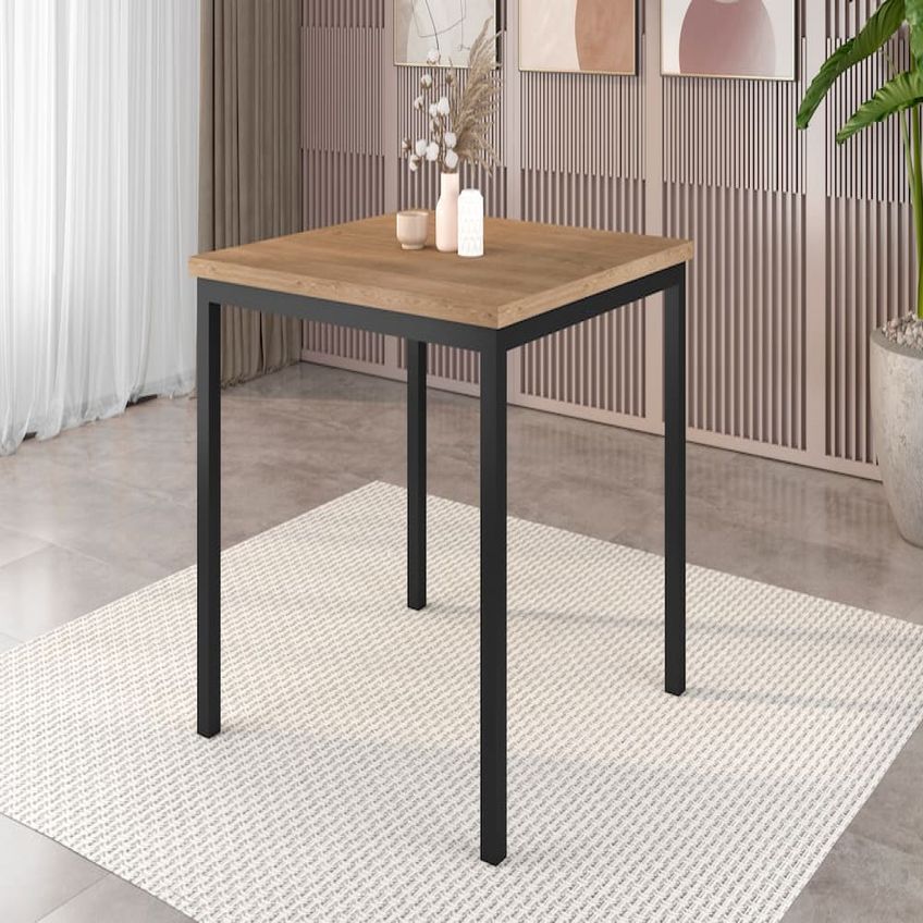 Conjunto Mesa Quadrada 90x90 Com 4 Cadeiras Juriti Preto Fosco E Tampo BP Artefamol - imagem 3