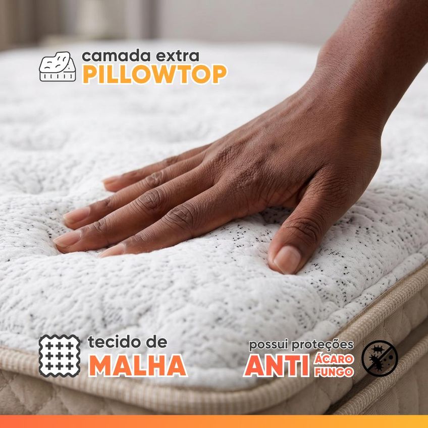 Cama Box King Espuma Pillow Top Lord 193x203x68cm Herval - Suporta Até 150 Kg Por Pessoa - imagem 5
