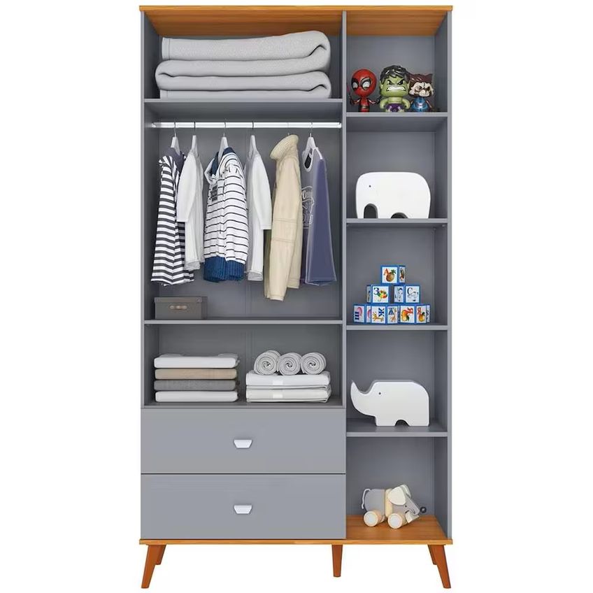 Conjunto Quarto Infantil Ternura Cômoda 5 Gavetas Berço 2 Em 1 Guarda-roupa 2 Portas Colchão Herval Espuma D18 Bartira - imagem 3