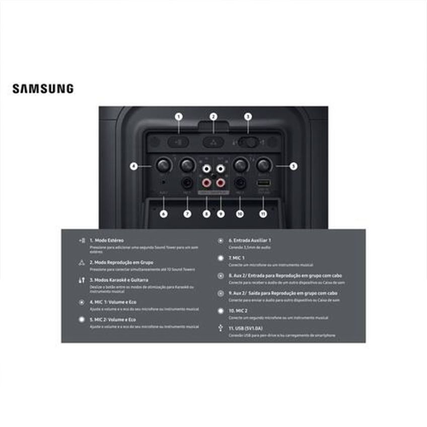 Sound Tower Mx-st40f/zd 160w Bluetooth Ipx4 Bateria Até 12h Samsung - imagem 5