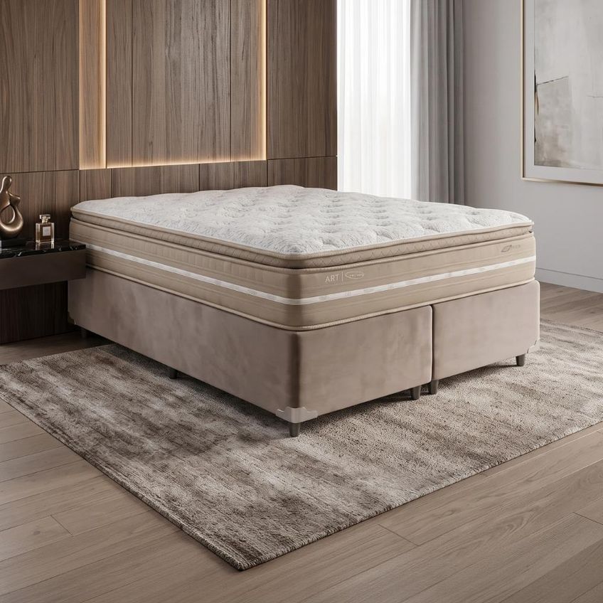 Cama Box Baú Queen Espuma Pillow Top Lord 158x198x71cm Herval Suporta Até 150 Kg Por Pessoa - imagem 2