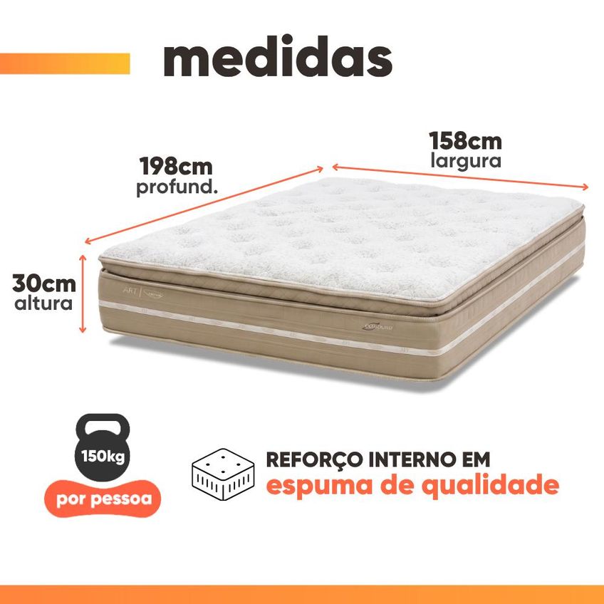 Cama Box Baú Queen Espuma Pillow Top Lord 158x198x71cm Herval Suporta Até 150 Kg Por Pessoa - imagem 4