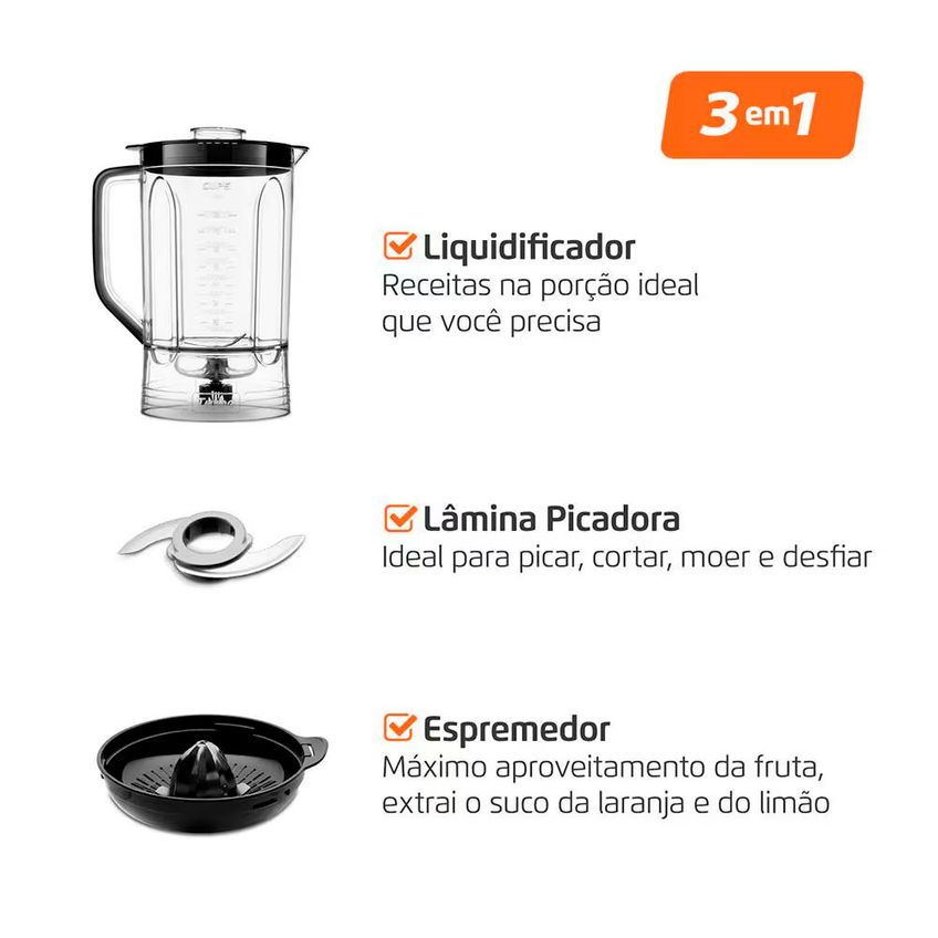 Multiprocessador MPN-02-BE 2 Velocidades Turbo San Cristal Mondial - imagem 3