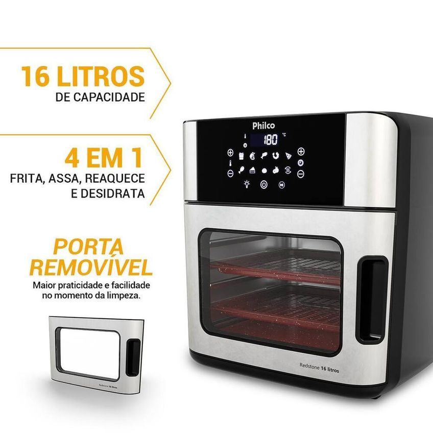 Fritadeira Air Fryer Oven PAF16A 16L 1900W Painel Digital Sem Óleo Philco - imagem 2