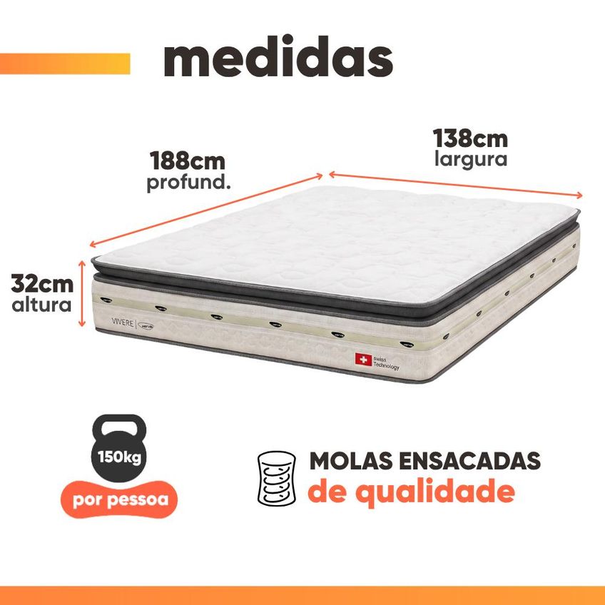 Cama Box Casal Molas Ensacadas Orion 138x188x70cm Herval Suporta Até 150 Kg Por Pessoa - imagem 4