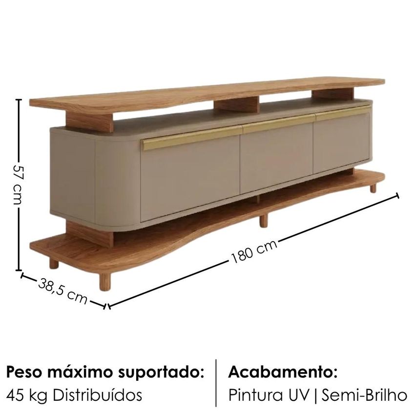 Rack Bancada TV 75 Pol 180 Cm Guarapari Fendi Freijó Bechara - imagem 3