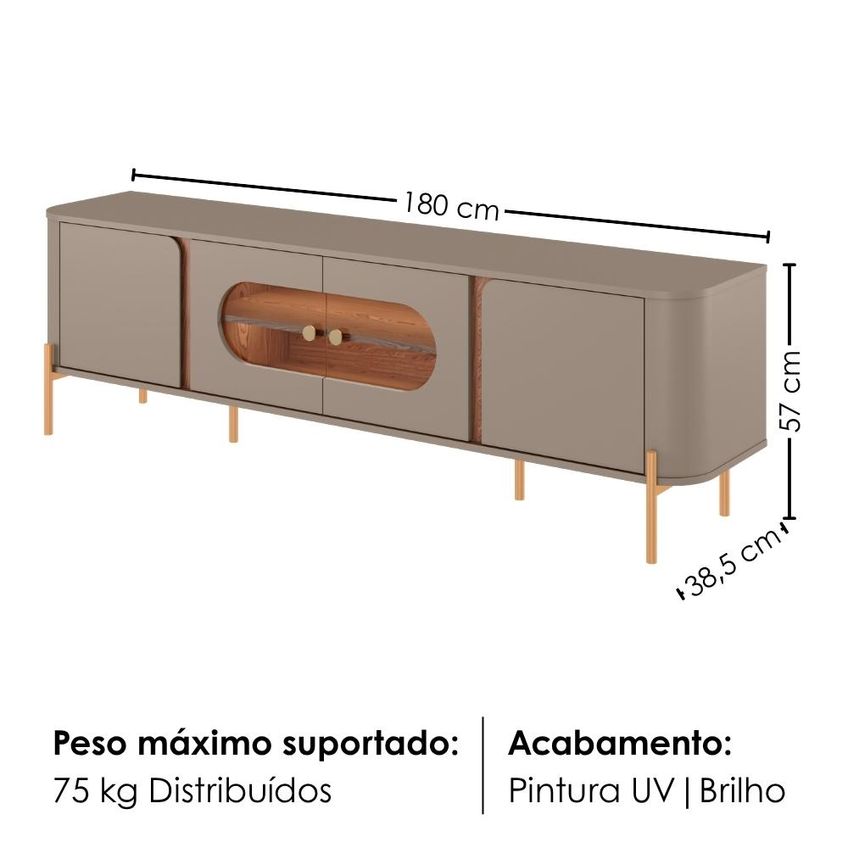 Rack Bancada TV 75 Pol Orgânico 180 Cm Juquehy Fendi Freijó Bechara - imagem 3