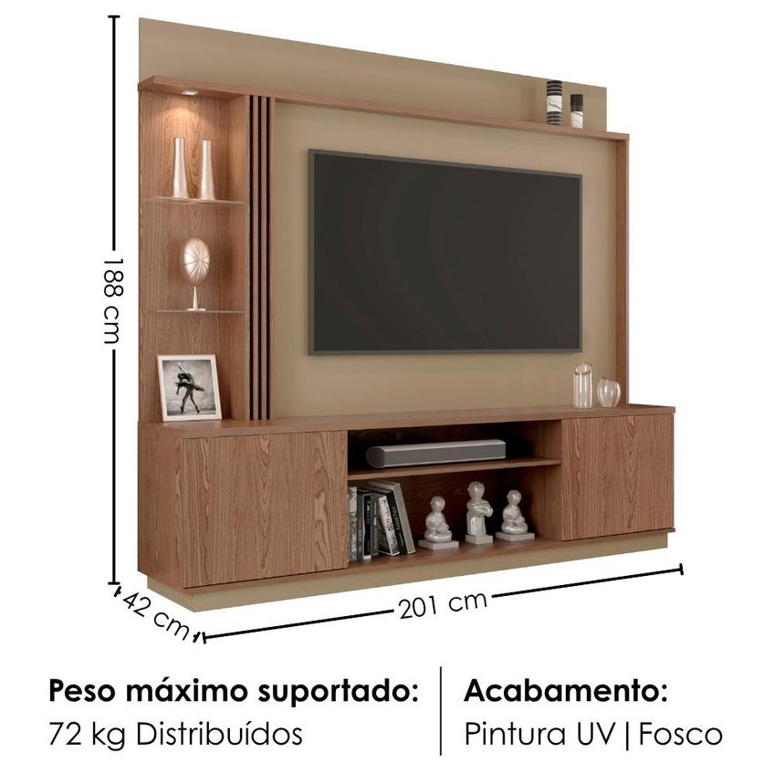 Estante Home TV 65 Pol 201 cm Atlanta Fendi Freijó Bechara - imagem 3