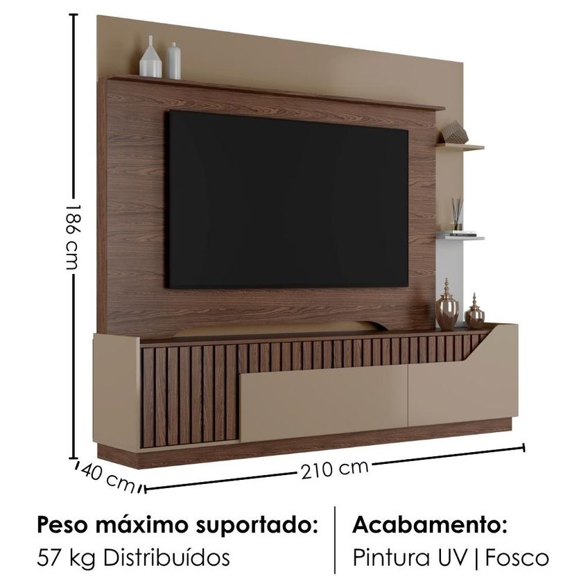 Estante Home TV 75 Pol 210 Cm Dallas Fendi Carvalho Bechara - imagem 3